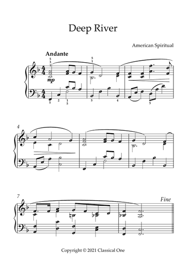 American Spiritual - Deep River(With Note name) (arr. MPS)