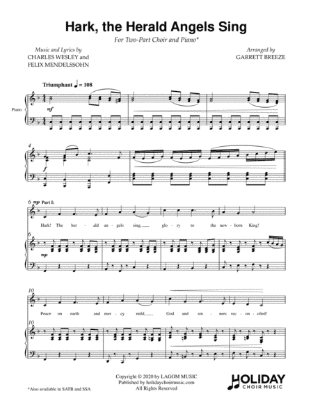 Hark, the Herald Angels Sing (Two-Part Choir) (arr. Garrett Breeze)