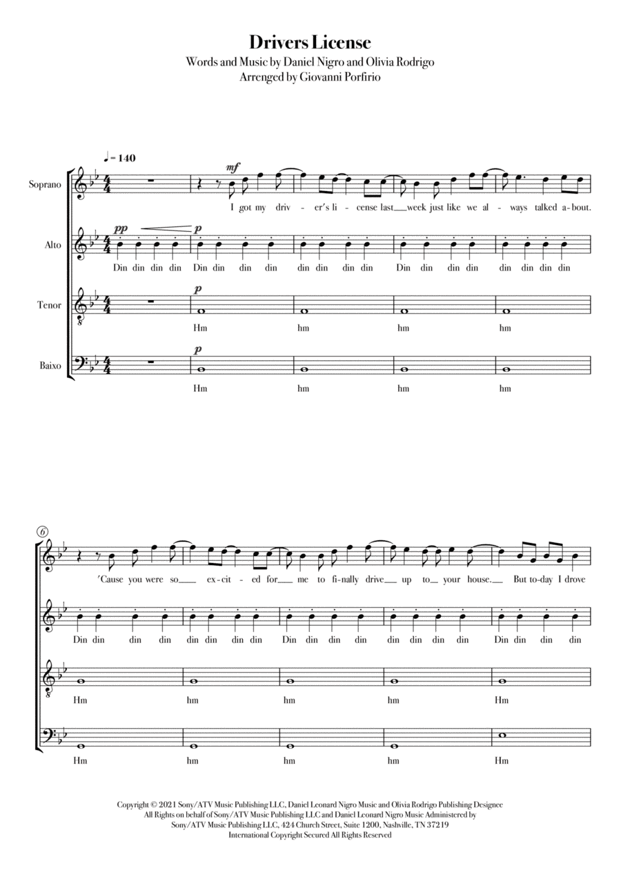 Drivers License (arr. Giovanni Porfirio)