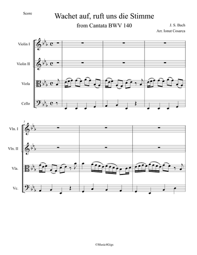 Wachet auf, ruft uns die Stimme from Cantata BWV 140 (arr. Ionut Cosarca)