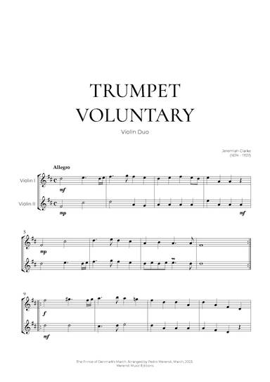 Trumpet Voluntary (Violin Duo) - Jeremiah Clarke (arr. Pedro Merendi)