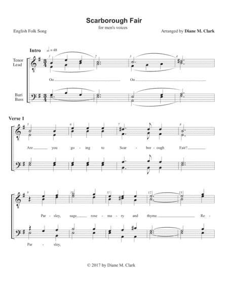 Scarborough Fair (TTBB) (QUARTET PRICING) (arr. Diane M. Clark)