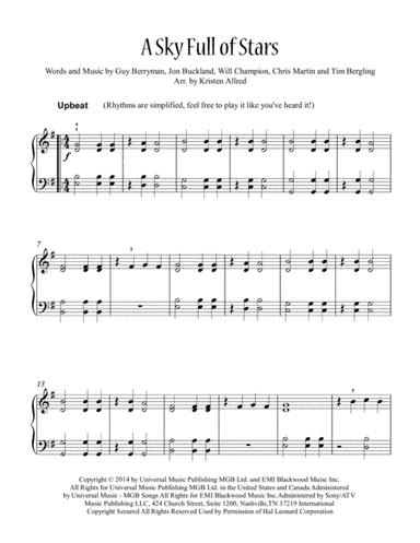 A Sky Full Of Stars (arr. Kristen Allred)