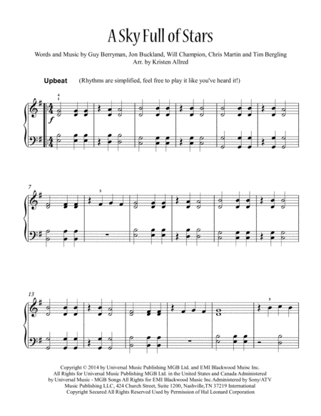 A Sky Full Of Stars (arr. Kristen Allred)