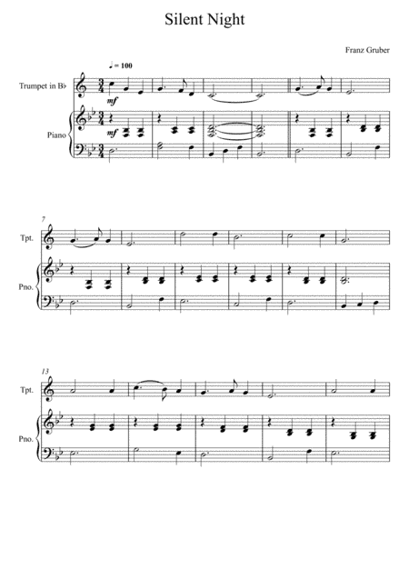 Franz Gruber - Silent Night Bb Key (Trumpet Solo) (arr. André Laitano)