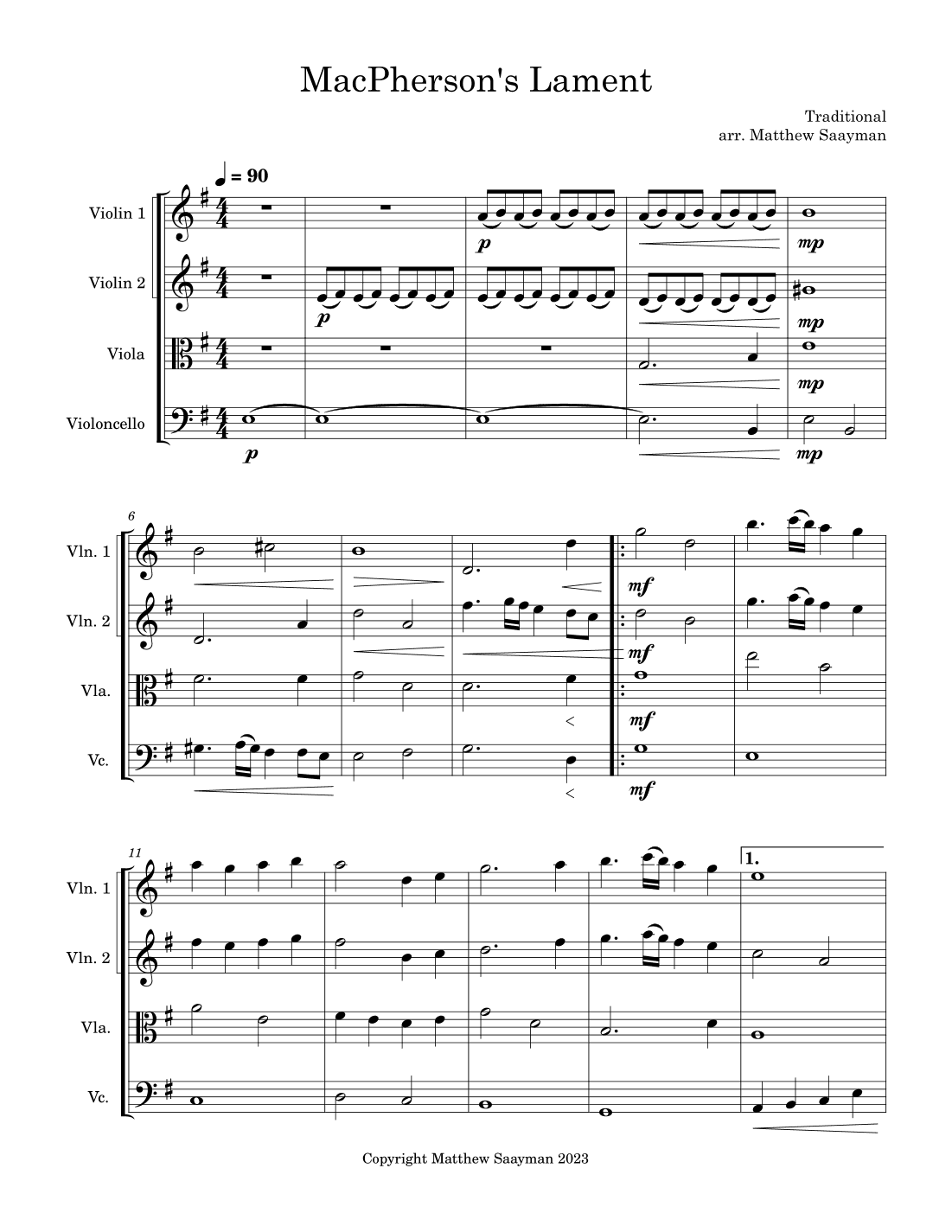 MacPherson's Lament (arr. Matthew Saayman)