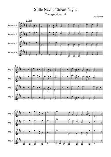 Stille Nacht / Silent Night - Trumpet Quartet (arr. Scaver)