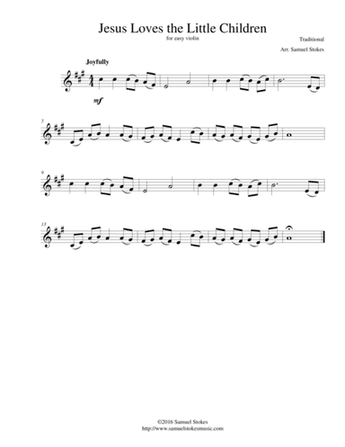 Jesus Loves the Little Children - for easy violin (arr. Samuel Stokes)