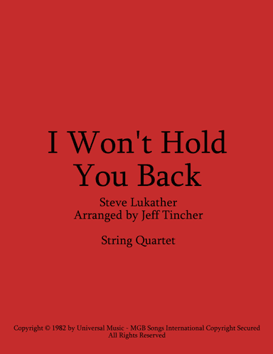 I Won't Hold You Back (arr. Jeff Tincher)