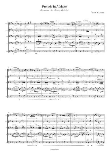 Prelude in A Major, Romance - for String Quintet