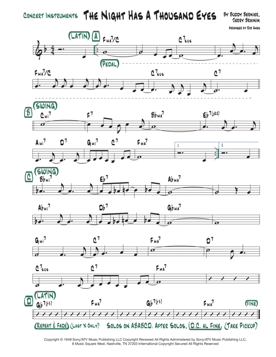 The Night Has A Thousand Eyes (arr. Rob Ames)