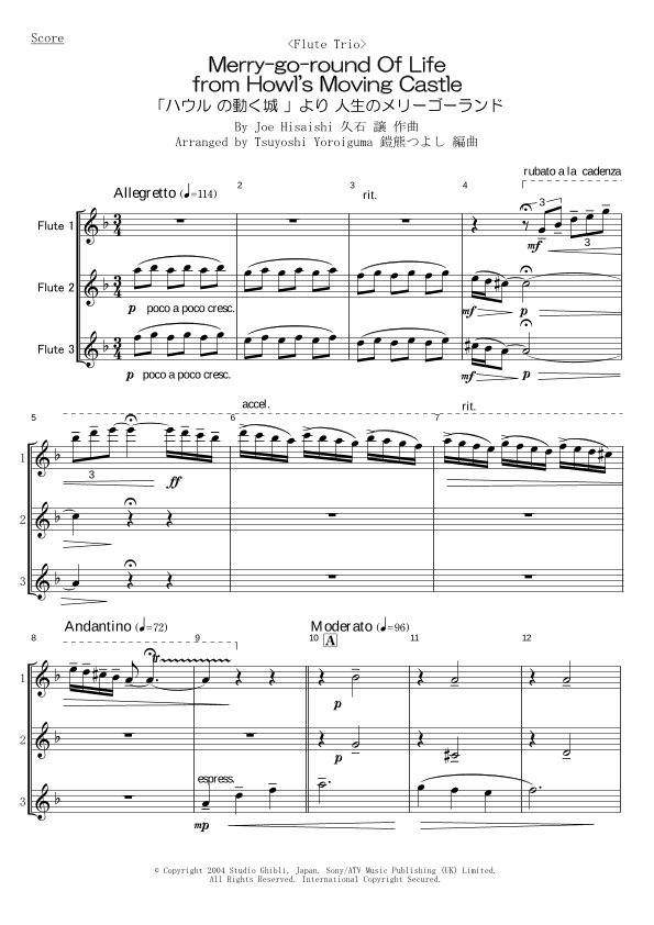 Merry-go-round Of Life (arr. Tsuyoshi Yoroiguma)