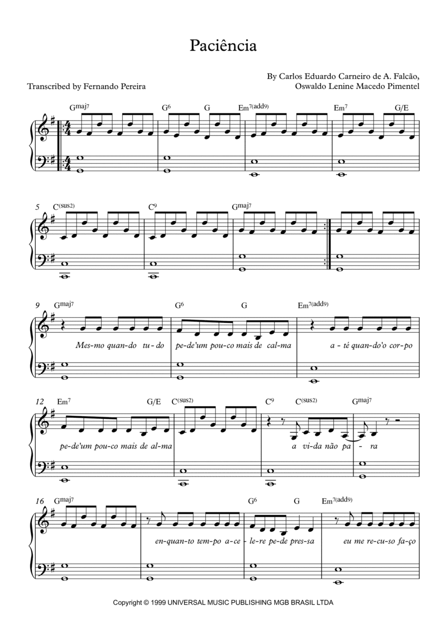 Paciencia (arr. Fernando Pereira)