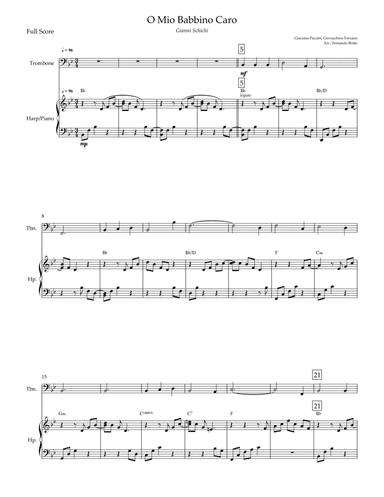 O Mio Babbino Caro (Puccini) for Trombone & Piano with Chords (arr. Fernando Britto)