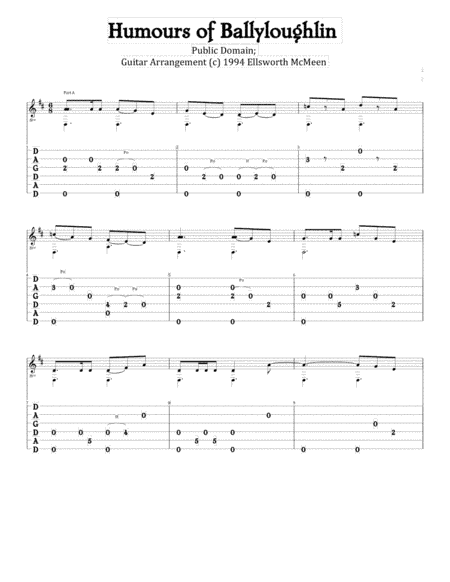 Humors of Ballyloughlin Jig (For Fingerstyle Guitar Tuned DADGAD) (arr. Ellsworth McMeen)