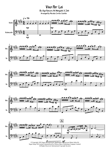 Vivo Per Lei (arr. Nicolás Cortés Castillo)