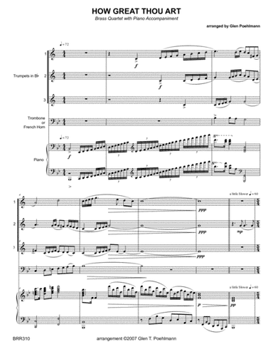 HOW GREAT THOU ART - BRASS QUARTET with Piano Accompaniment (arr. Glen Poehlmann)