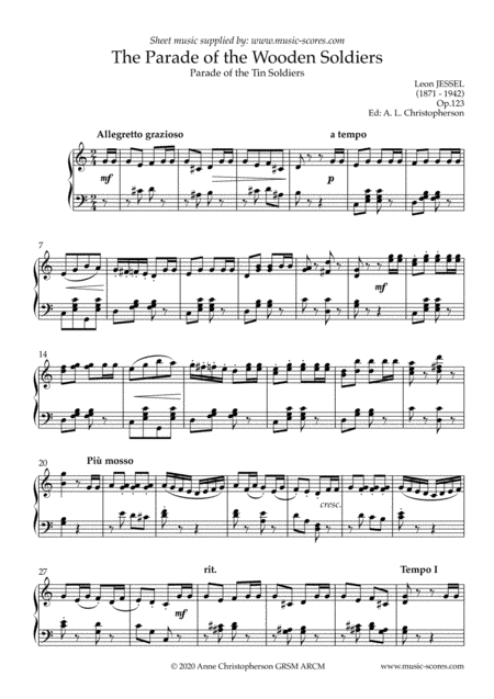 Parade of the Wooden Soldiers - Piano (arr. Anne L Christopherson GRSM ARCM)