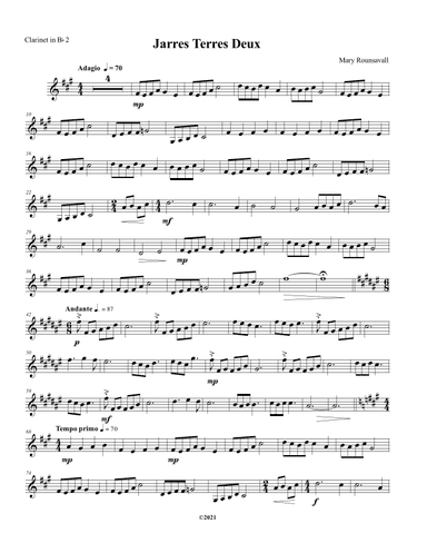Jarres Terres Deux: Bb CLARINET 2 PART