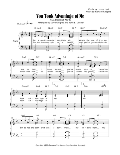 You Took Advantage Of Me (arr. Dave Gingras and John E. Dosher)
