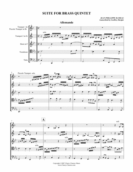 Suite in Six Movements for Brass Quintet (arr. Geoffrey Bergler)