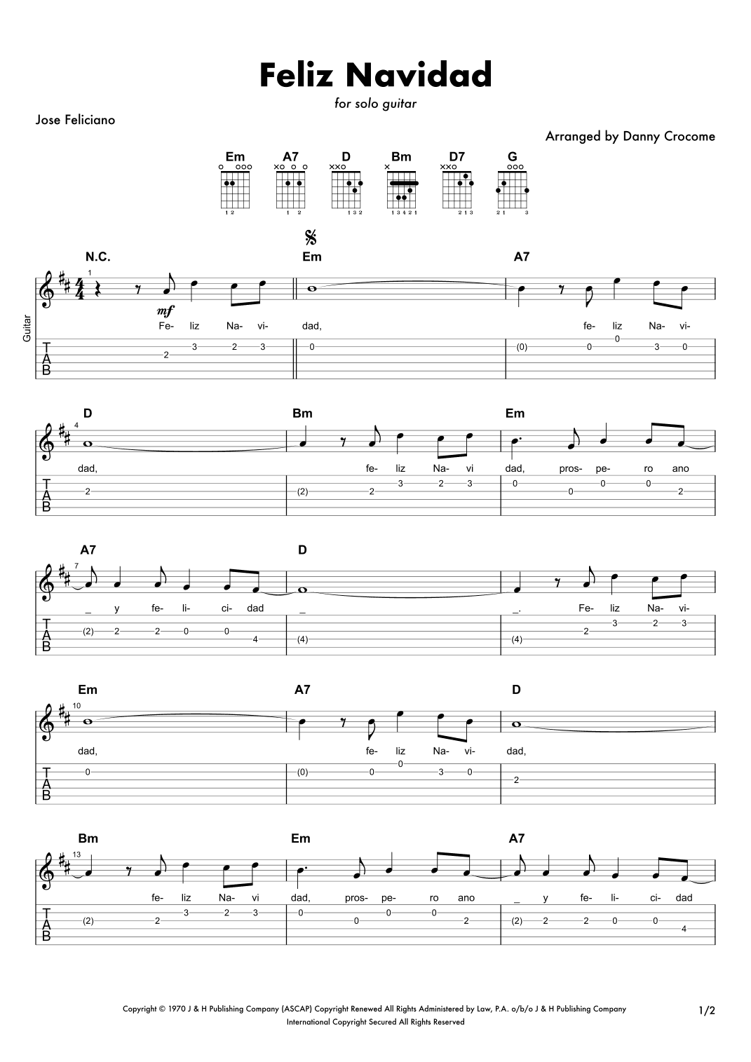 Feliz Navidad (arr. Danny Crocome)