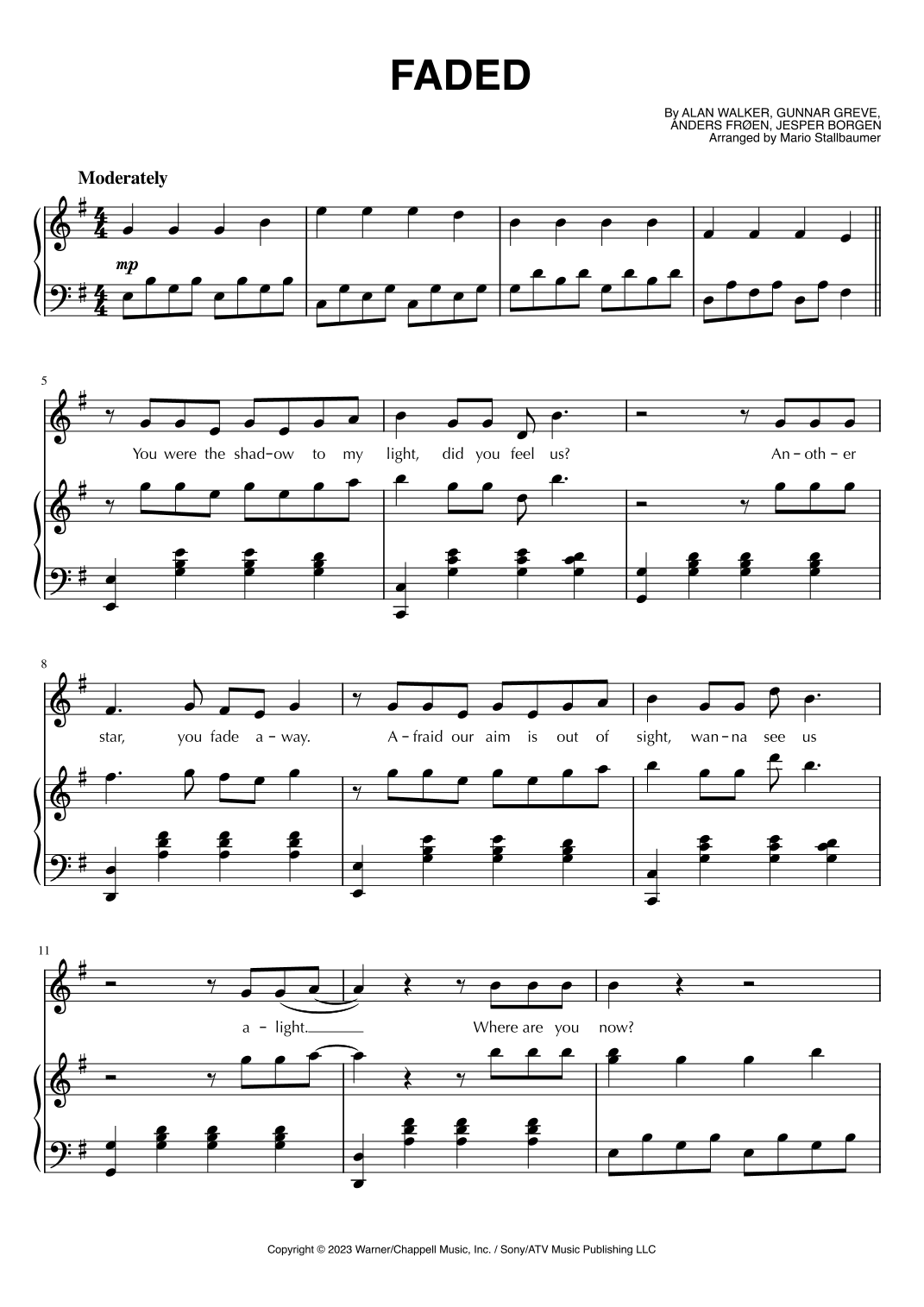 Faded (arr. Mario Stallbaumer)