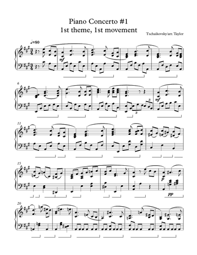 Tschaikovsky Piano Concerto #1 (theme, Mov't1) t (arr. paul tayor)