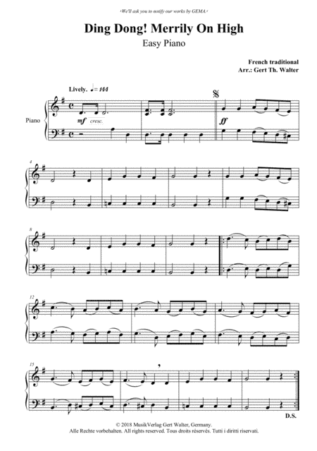 Ding Dong! Merrily On High (arr. Gert Th. Walter)