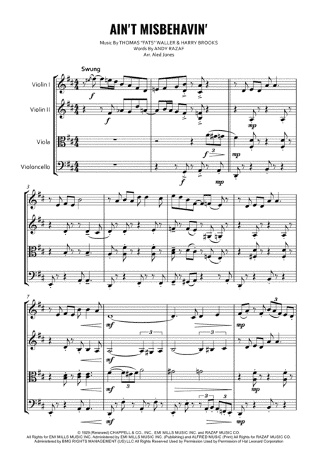 Ain't Misbehavin' (arr. Aled Jones - Quartet Voluté)
