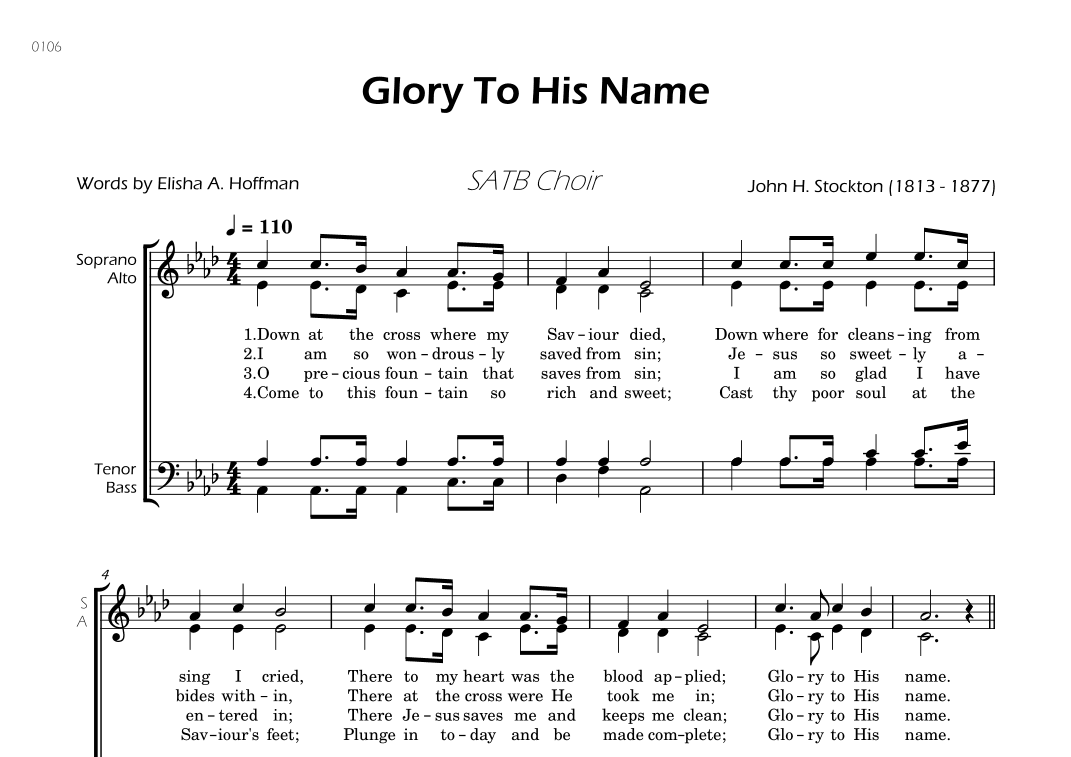 Glory To His Name - SATB Choir (arr. César Madeira)