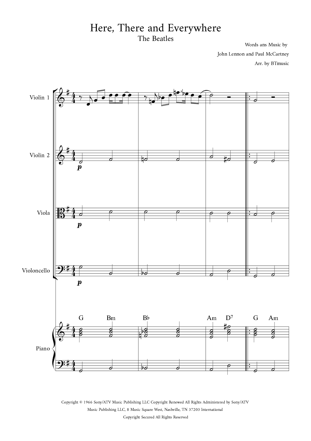 Here, There And Everywhere (arr. BTmusic)