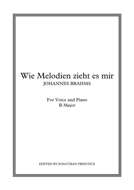 Wie Melodien zieht es mir (B Major) (arr. Jonathan Prentice)