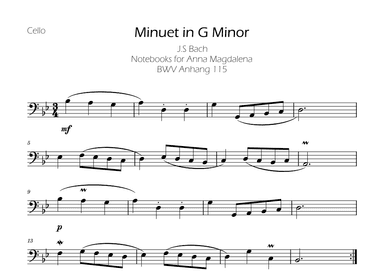 Minuet in G minor BWV Anh. 115 - Bach - Cello (arr. Ygor Nunes)