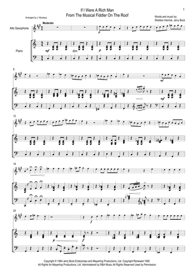 If I Were A Rich Man (arr. John Nicolaus)