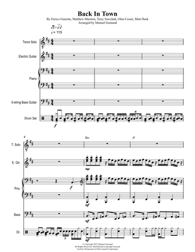 Back In Town (arr. Manuel Guinand)