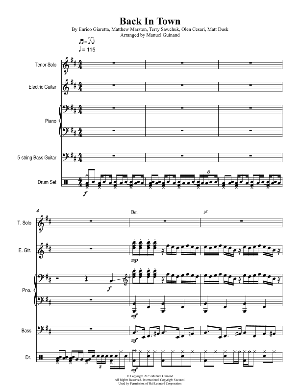 Back In Town (arr. Manuel Guinand)