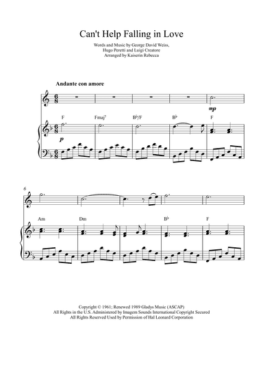 Can't Help Falling In Love (arr. Kaiserin Rebecca)