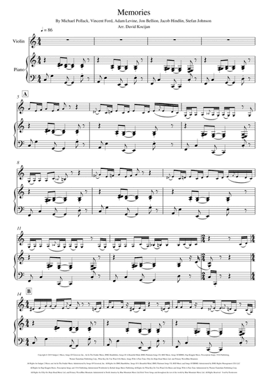 Memories (arr. David Kocijan)