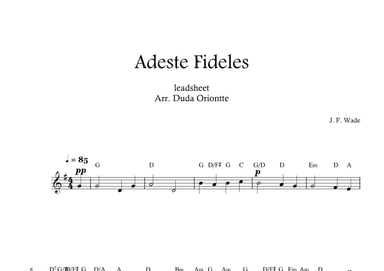 Adeste Fideles (one voice - G major - leadsheet - no lyrics) O Come All Ye Faiful (arr. Duda Oriontte)