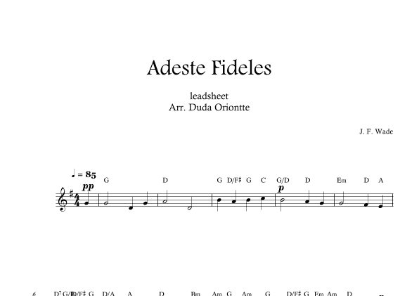 Adeste Fideles (one voice - G major - leadsheet - no lyrics) O Come All Ye Faiful (arr. Duda Oriontte)
