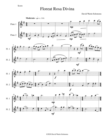 Floreat Rosa Divina (May the divine Rose flourish) for flute duo