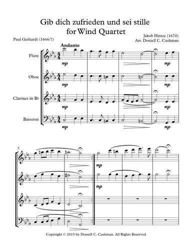 Gib dich zufrieden und sei stille (arr. Doniell C Cushman)
