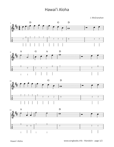 Hawaii Aloha (arr. songbooks.info)