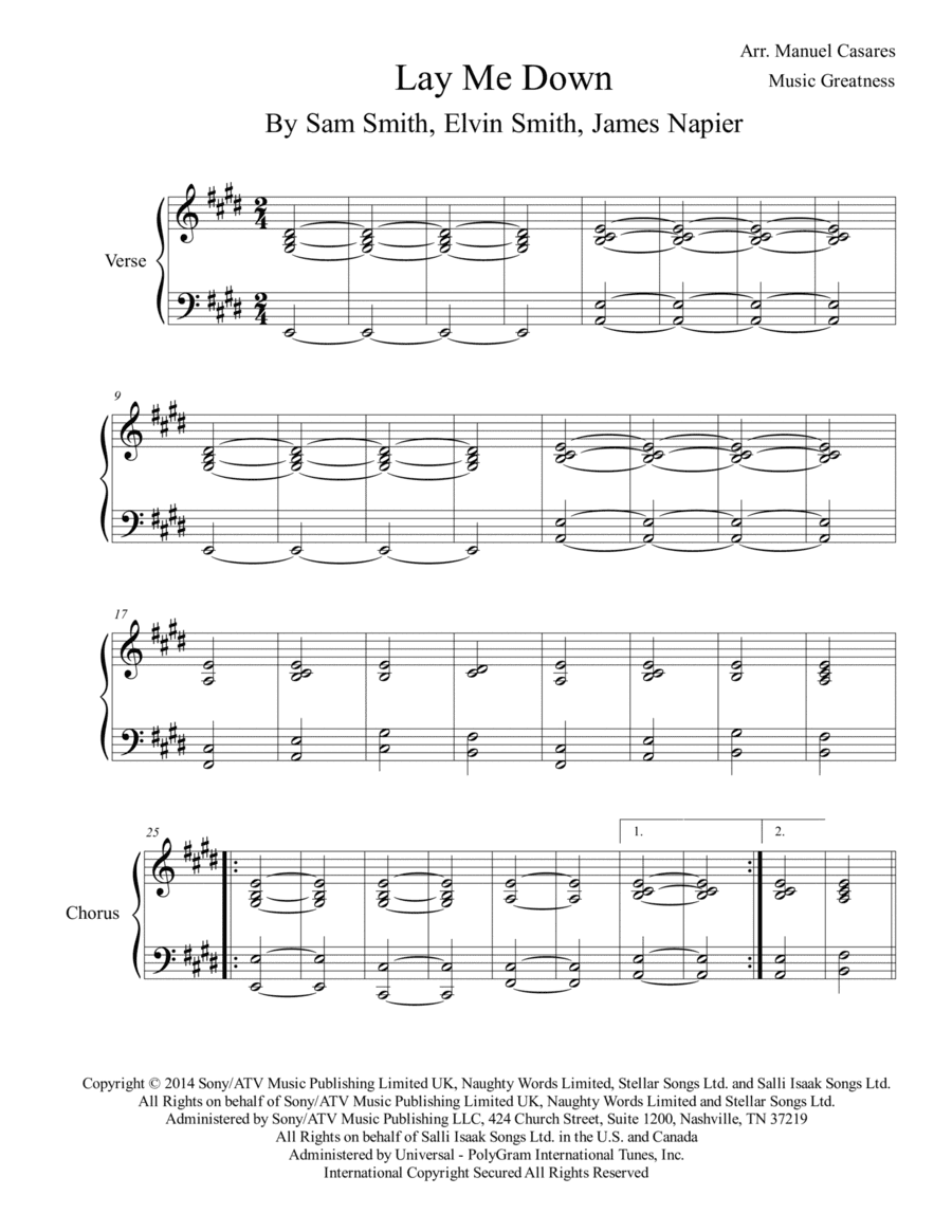 Lay Me Down (arr. Music Greatness)