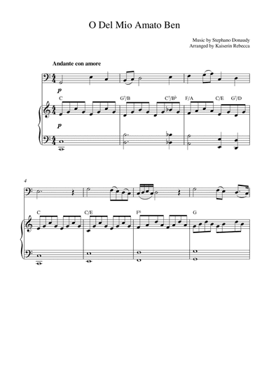 O Del Mio Amato Ben (for bassoon solo and piano accompaniment) (arr. Kaiserin Rebecca)