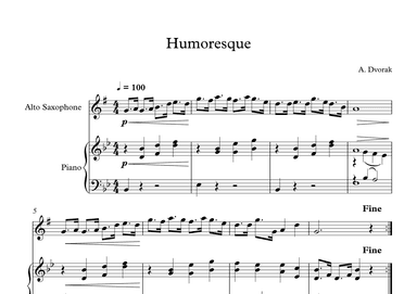 Humoresque - Antonin Dvorak (Alto Sax + Piano) (arr. Digital Book Music)