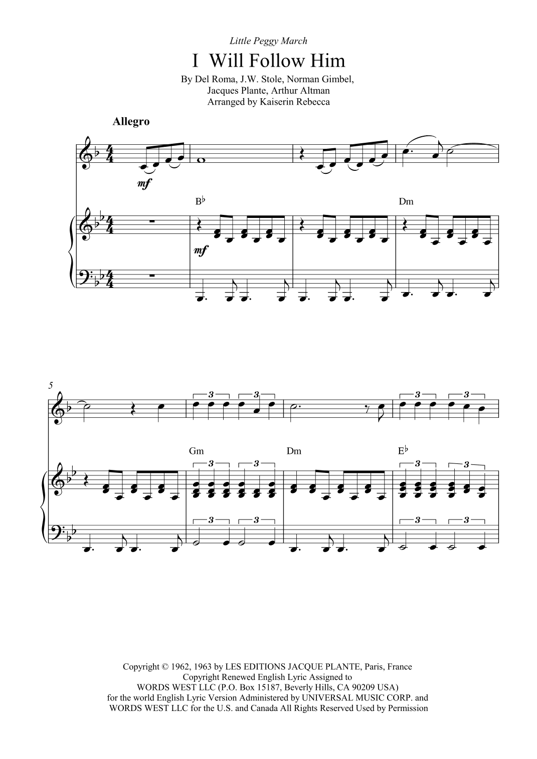 I Will Follow Him (i Will Follow You) (arr. Kaiserin Rebecca)