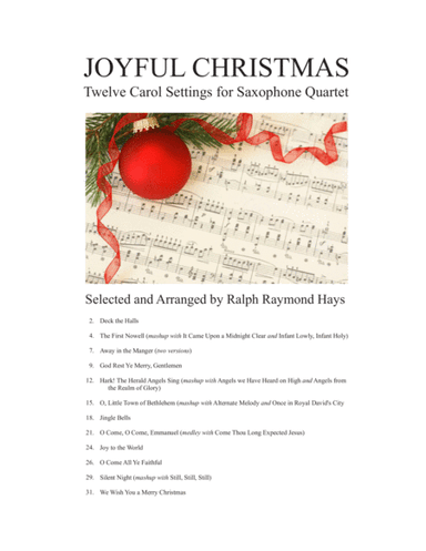 JOYFUL CHRISTMAS: Twelve Carol Settings for Saxophone Quartet (SATB or AATB) (arr. Ralph Raymond Hays)