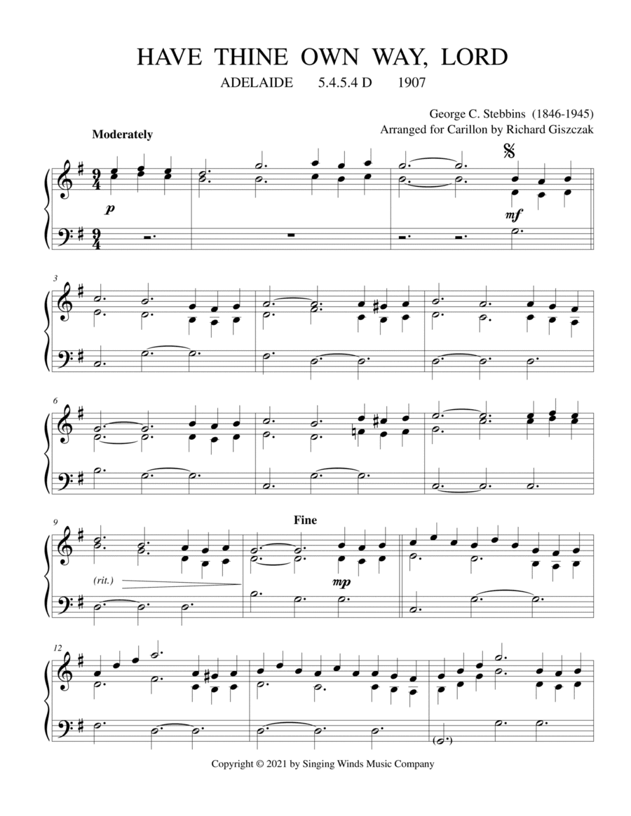 Have Thine Own Way, Lord  (ADELAIDE) (arr. Richard Giszczak)
